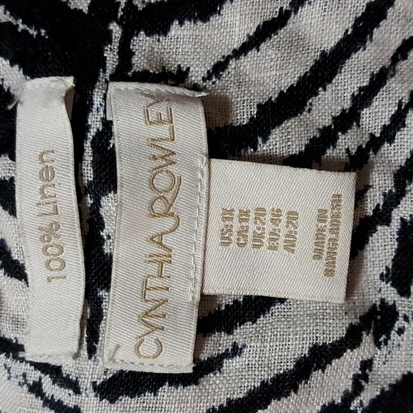 Cynthia Rowley Women's Plus Botanical 100% Linen Top Blouse Roll Sleeve Size 1X - Picture 7 of 9